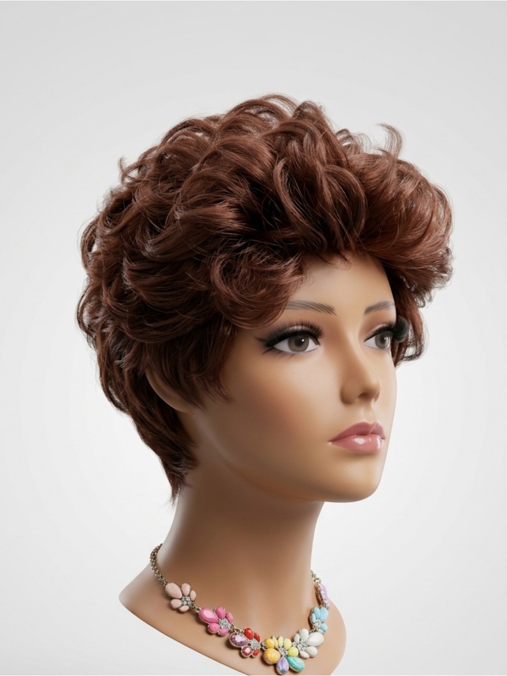 Women's Short Curly Wig in Chestnut Brown